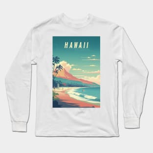 Hawaii Vintage Retro Travel Poster Long Sleeve T-Shirt